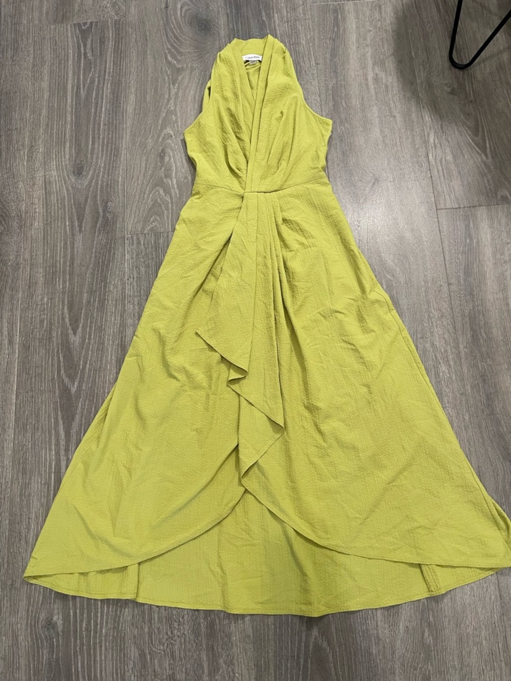 Calvin Klein Lime Green Sleeveless Ruffle-Front Midi Dress